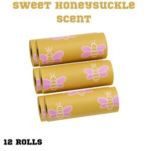 Dog Poop Bags 12 Rolls 120 Extra Thick Leakproof Honeysuckle Scent Yellow Bee